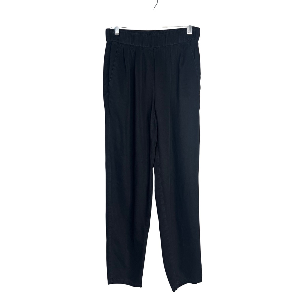 Eileen Fisher Pull On Black Pants Size XXS Black Tencel Lyocell Pleated Tapered‎